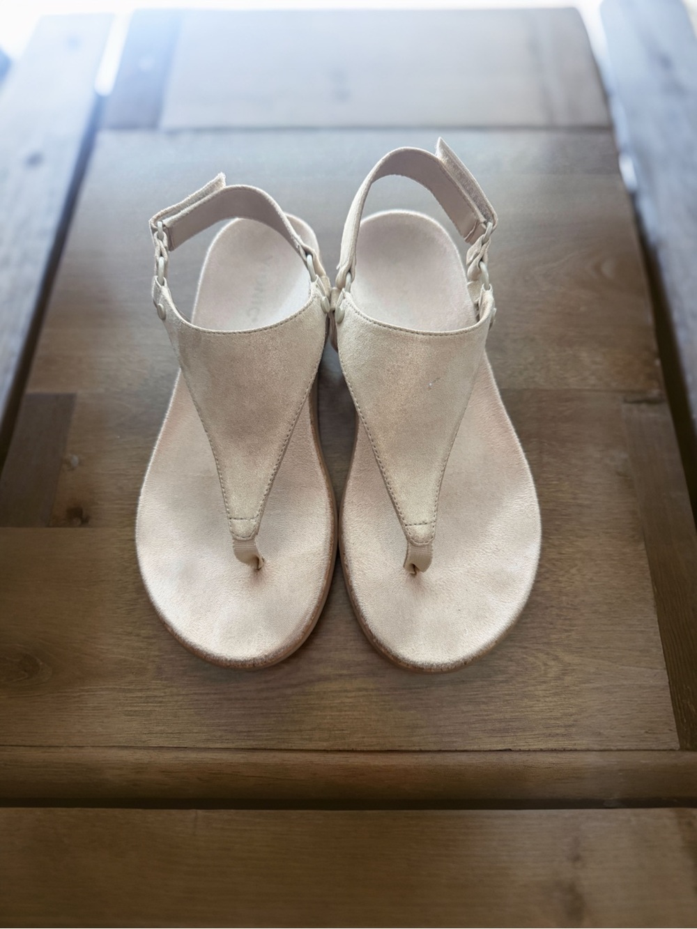Vionic Light Gold  Thong Sandals with Ankle Strap